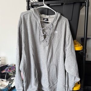 Nike Heather Gray Lace-Up Sweatshirt